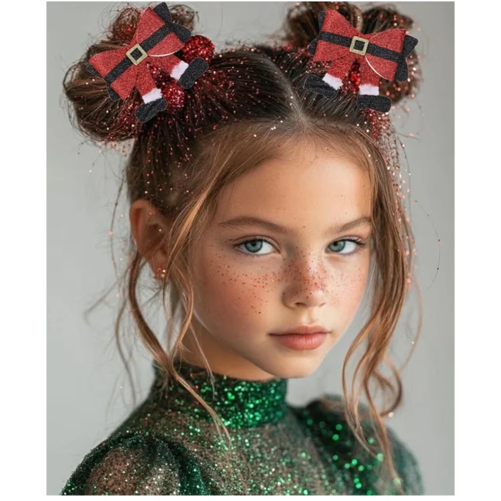 3pc Santa  Christmas Bow Set